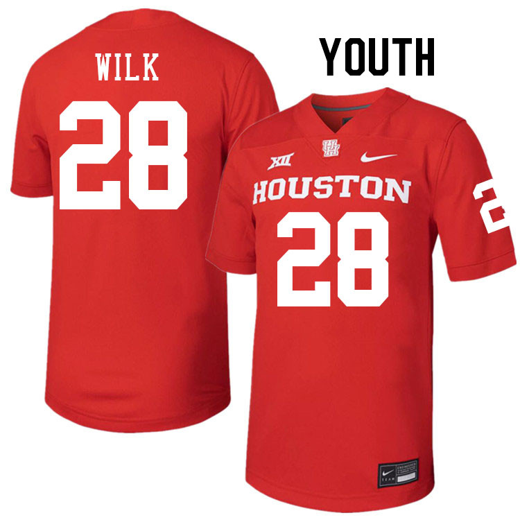 Youth #28 Teagan Wilk Houston Cougars College Football Jerseys Stitched-Red